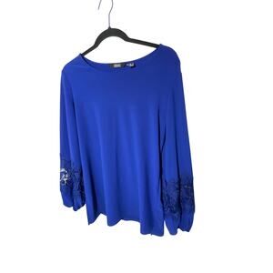 Dennis Basso Women's Cobalt Blue Long Sleeve With Cutout On Sleeve Small